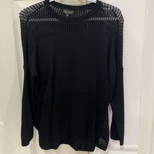 TopShop Black netted Long-sleeve top